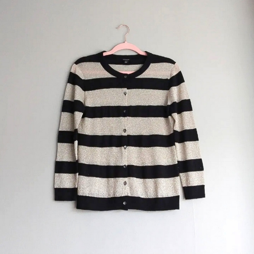 Ann Taylor Striped Metallic Sweater
